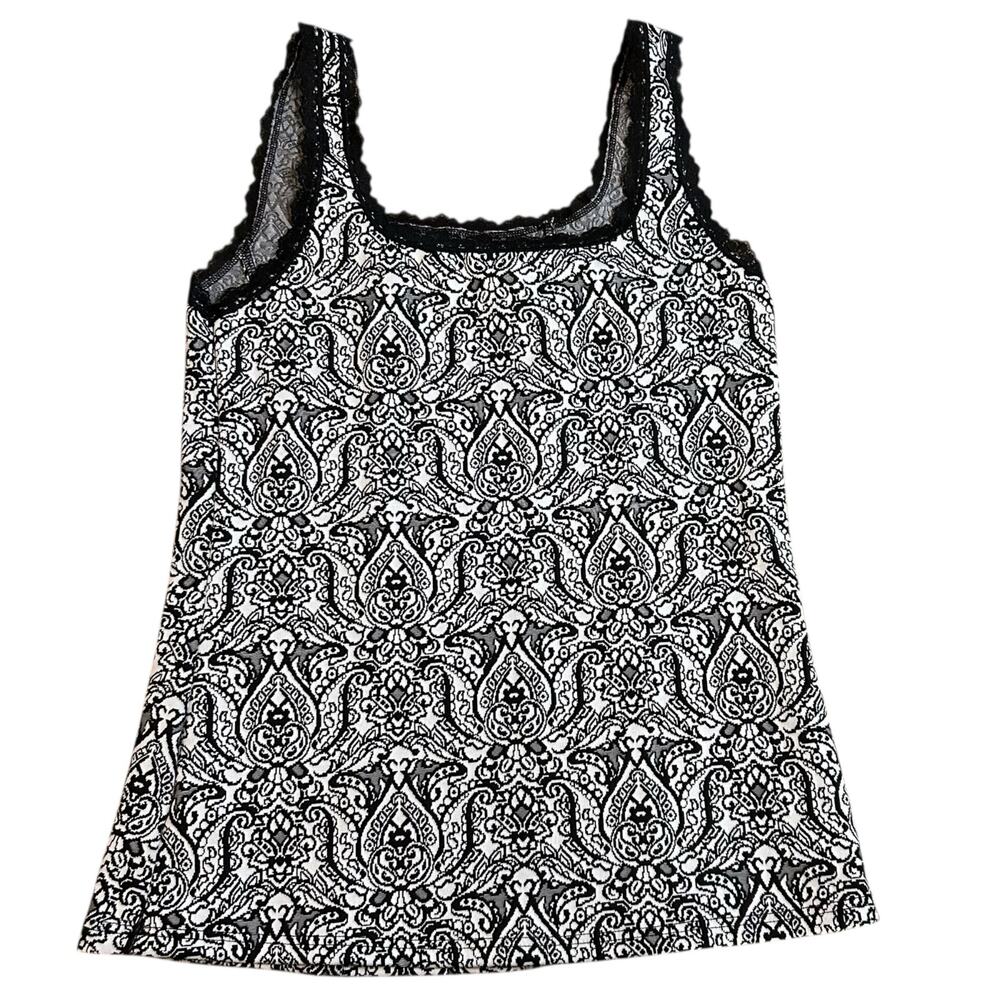 Y2K White House Black Market WHBM Paisley Cami Womens Medium Lace Career Chic